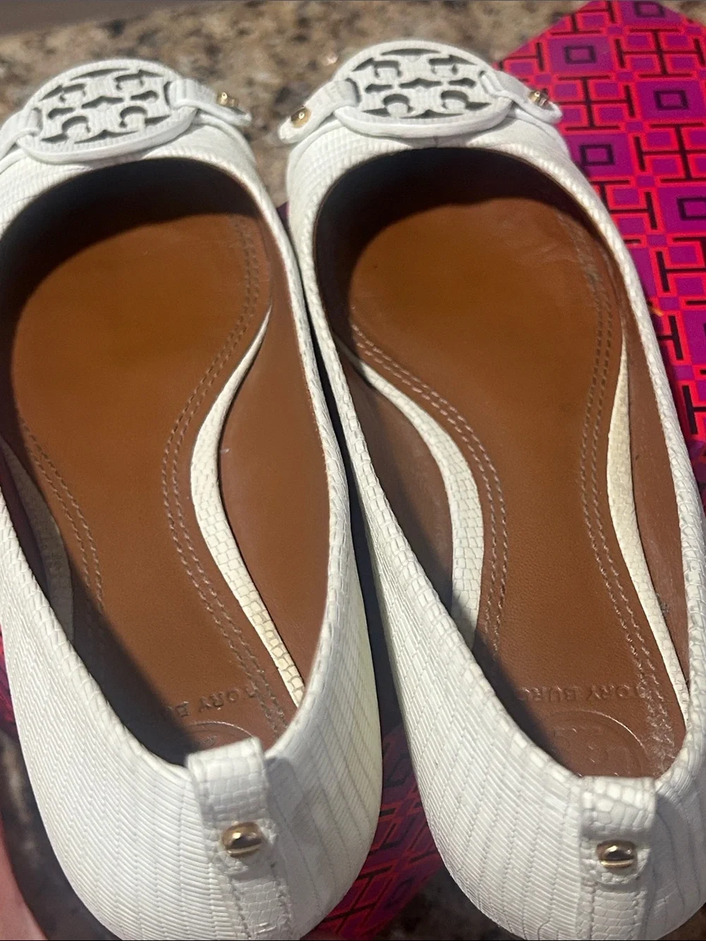 Tory Burch cream leather flats